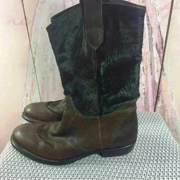Hugo Boss Other - HUGO BOSS Leather Western Hair on Hide Brown Cowboy Boots Men’s Size US 9 EUR 42